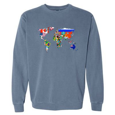 World Map Country Flag Atlas Gift Funny Gift Garment-Dyed Sweatshirt