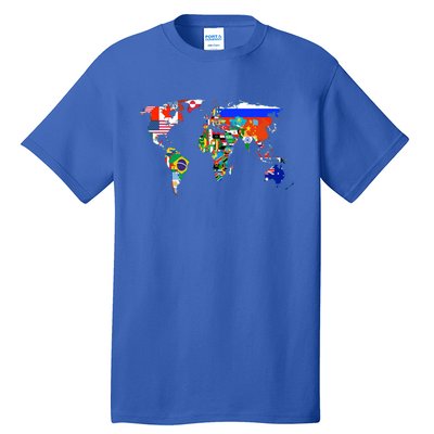 World Map Country Flag Atlas Gift Funny Gift Tall T-Shirt