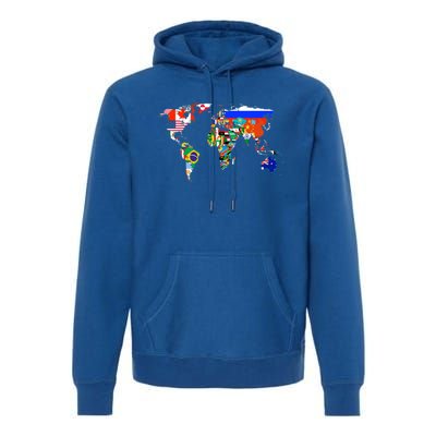 World Map Country Flag Atlas Gift Funny Gift Premium Hoodie