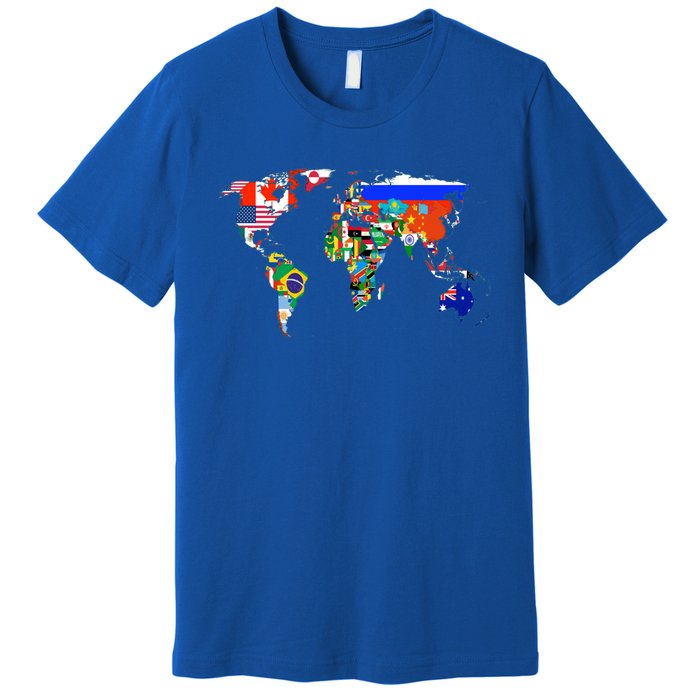 World Map Country Flag Atlas Gift Funny Gift Premium T-Shirt