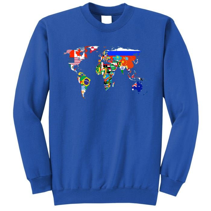 World Map Country Flag Atlas Gift Funny Gift Tall Sweatshirt