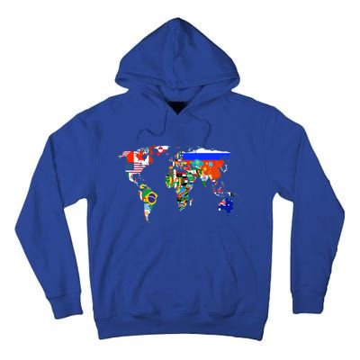 World Map Country Flag Atlas Gift Funny Gift Tall Hoodie