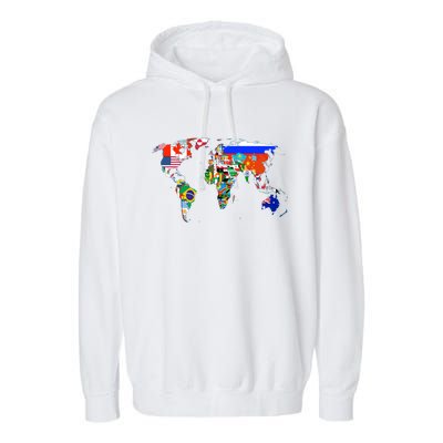 World Map Country Flag Atlas Gift Funny Gift Garment-Dyed Fleece Hoodie