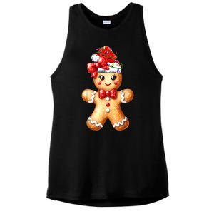 Women Merry Christmas Cute Gingerbread Santa Pajamas Girl Gift Ladies PosiCharge Tri-Blend Wicking Tank