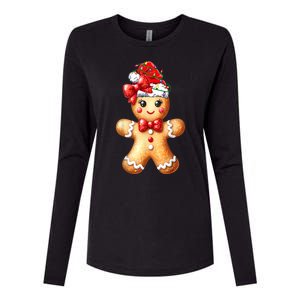 Women Merry Christmas Cute Gingerbread Santa Pajamas Girl Gift Womens Cotton Relaxed Long Sleeve T-Shirt