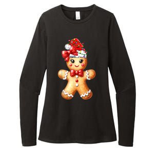 Women Merry Christmas Cute Gingerbread Santa Pajamas Girl Gift Womens CVC Long Sleeve Shirt