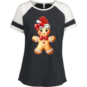 Women Merry Christmas Cute Gingerbread Santa Pajamas Girl Gift Enza Ladies Jersey Colorblock Tee