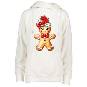 Women Merry Christmas Cute Gingerbread Santa Pajamas Girl Gift Womens Funnel Neck Pullover Hood