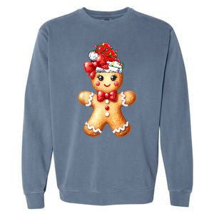 Women Merry Christmas Cute Gingerbread Santa Pajamas Girl Gift Garment-Dyed Sweatshirt