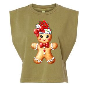 Women Merry Christmas Cute Gingerbread Santa Pajamas Girl Gift Garment-Dyed Women's Muscle Tee