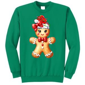 Women Merry Christmas Cute Gingerbread Santa Pajamas Girl Gift Sweatshirt