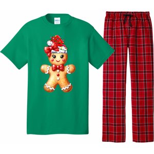 Women Merry Christmas Cute Gingerbread Santa Pajamas Girl Gift Pajama Set