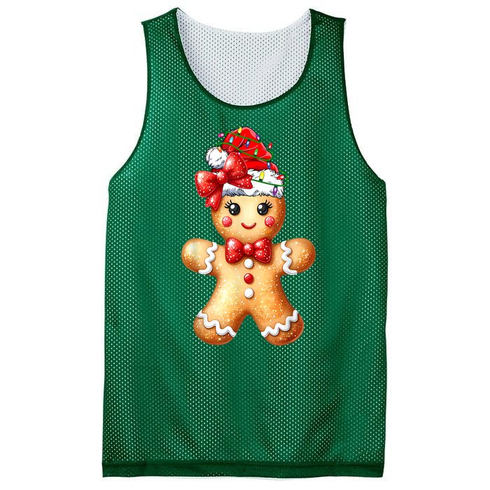 Women Merry Christmas Cute Gingerbread Santa Pajamas Girl Gift Mesh Reversible Basketball Jersey Tank