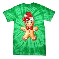 Women Merry Christmas Cute Gingerbread Santa Pajamas Girl Gift Tie-Dye T-Shirt