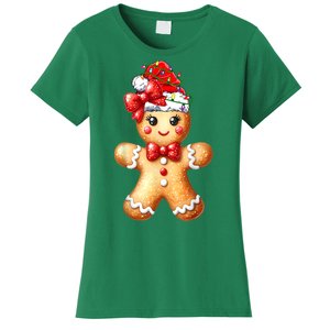 Women Merry Christmas Cute Gingerbread Santa Pajamas Girl Gift Women's T-Shirt