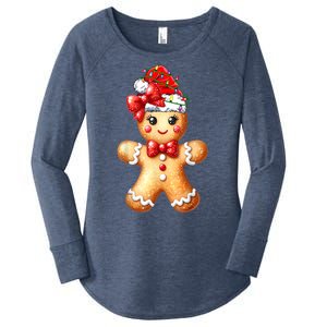 Women Merry Christmas Cute Gingerbread Santa Pajamas Girl Gift Women's Perfect Tri Tunic Long Sleeve Shirt