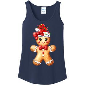 Women Merry Christmas Cute Gingerbread Santa Pajamas Girl Gift Ladies Essential Tank