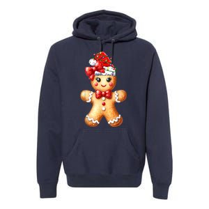 Women Merry Christmas Cute Gingerbread Santa Pajamas Girl Gift Premium Hoodie