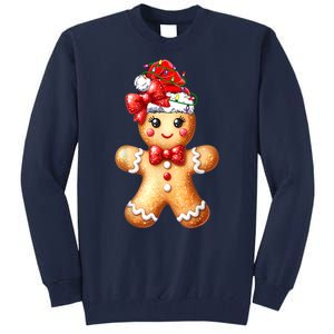 Women Merry Christmas Cute Gingerbread Santa Pajamas Girl Gift Tall Sweatshirt