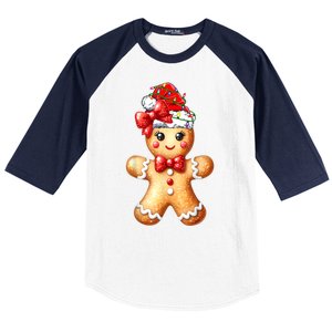 Women Merry Christmas Cute Gingerbread Santa Pajamas Girl Gift Baseball Sleeve Shirt