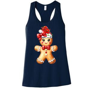 Women Merry Christmas Cute Gingerbread Santa Pajamas Girl Gift Women's Racerback Tank