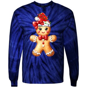 Women Merry Christmas Cute Gingerbread Santa Pajamas Girl Gift Tie-Dye Long Sleeve Shirt