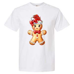 Women Merry Christmas Cute Gingerbread Santa Pajamas Girl Gift Garment-Dyed Heavyweight T-Shirt