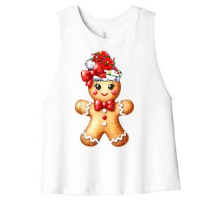 Women Merry Christmas Cute Gingerbread Santa Pajamas Girl Gift Women's Racerback Cropped Tank