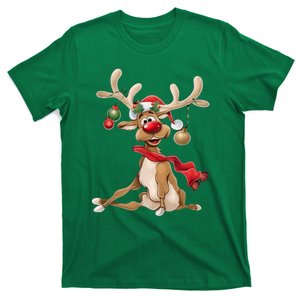 Women Merry Christmas Gifts For Him Funny Reindeer Xmas Gift T-Shirt