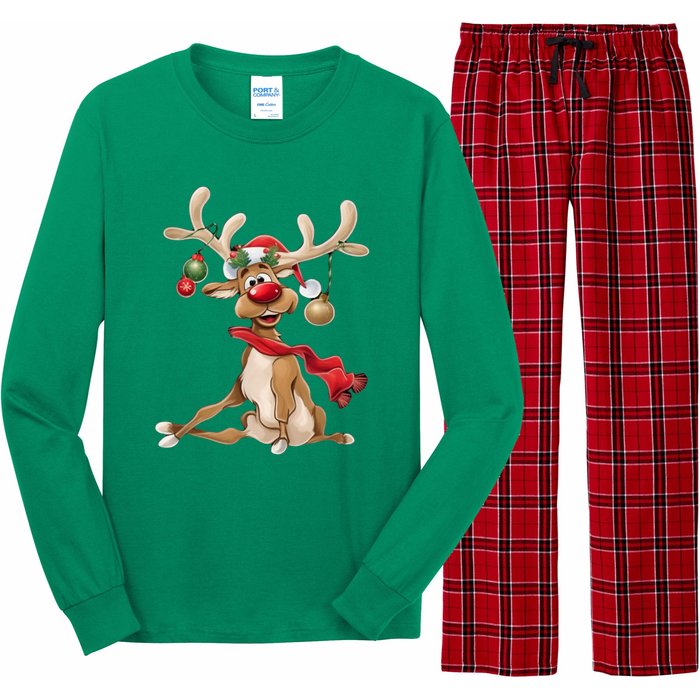 Women Merry Christmas Gifts For Him Funny Reindeer Xmas Gift Long Sleeve Pajama Set