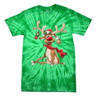 Women Merry Christmas Gifts For Him Funny Reindeer Xmas Gift Tie-Dye T-Shirt