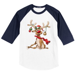 Women Merry Christmas Gifts For Him Funny Reindeer Xmas Gift Baseball Sleeve Shirt