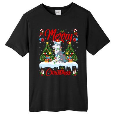 Wolf Merry Christmas Tree Lighting Santa Wolf Xmas Gift Tall Fusion ChromaSoft Performance T-Shirt