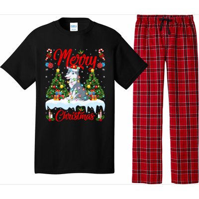 Wolf Merry Christmas Tree Lighting Santa Wolf Xmas Gift Pajama Set