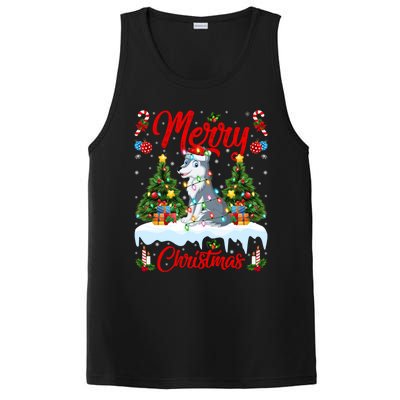 Wolf Merry Christmas Tree Lighting Santa Wolf Xmas Gift PosiCharge Competitor Tank