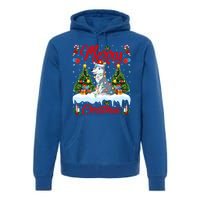 Wolf Merry Christmas Tree Lighting Santa Wolf Xmas Gift Premium Hoodie