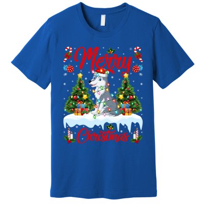 Wolf Merry Christmas Tree Lighting Santa Wolf Xmas Gift Premium T-Shirt