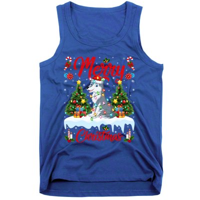 Wolf Merry Christmas Tree Lighting Santa Wolf Xmas Gift Tank Top