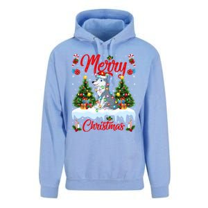 Wolf Merry Christmas Tree Lighting Santa Wolf Xmas Gift Unisex Surf Hoodie