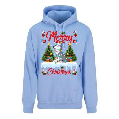 Wolf Merry Christmas Tree Lighting Santa Wolf Xmas Gift Unisex Surf Hoodie