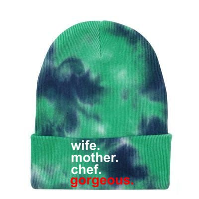 Wife Mother Chef Gorgeous Gift Funny Mom Funny Gift Tie Dye 12in Knit Beanie