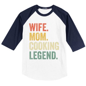 Wife Mom Cooking Legend Funny Cook Chef Mother Cute Gift Baseball Sleeve Shirt