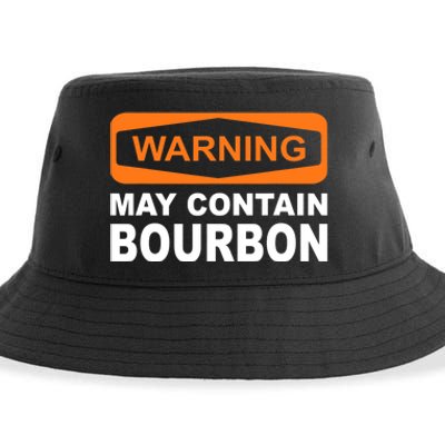 Warning May Contain Bourbon Funny Drinking Sustainable Bucket Hat