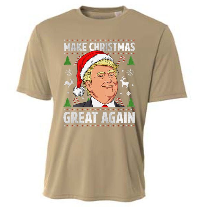 Women Make Christmas Great Again Funny Trump Ugly Christmas Cooling Performance Crew T-Shirt