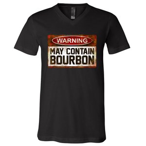 Warning May Contain Bourbon V-Neck T-Shirt