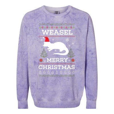 Weasel Merry Christmas Funny Ugly Christmas Design Gift Colorblast Crewneck Sweatshirt