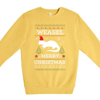 Weasel Merry Christmas Funny Ugly Christmas Design Gift Premium Crewneck Sweatshirt