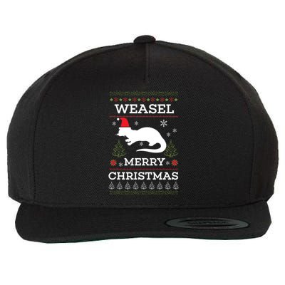 Weasel Merry Christmas Funny Ugly Christmas Design Gift Wool Snapback Cap