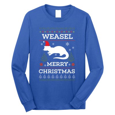 Weasel Merry Christmas Funny Ugly Christmas Design Gift Long Sleeve Shirt