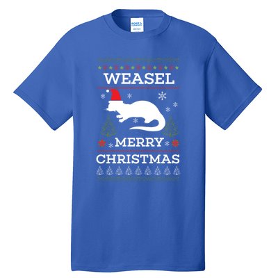 Weasel Merry Christmas Funny Ugly Christmas Design Gift Tall T-Shirt